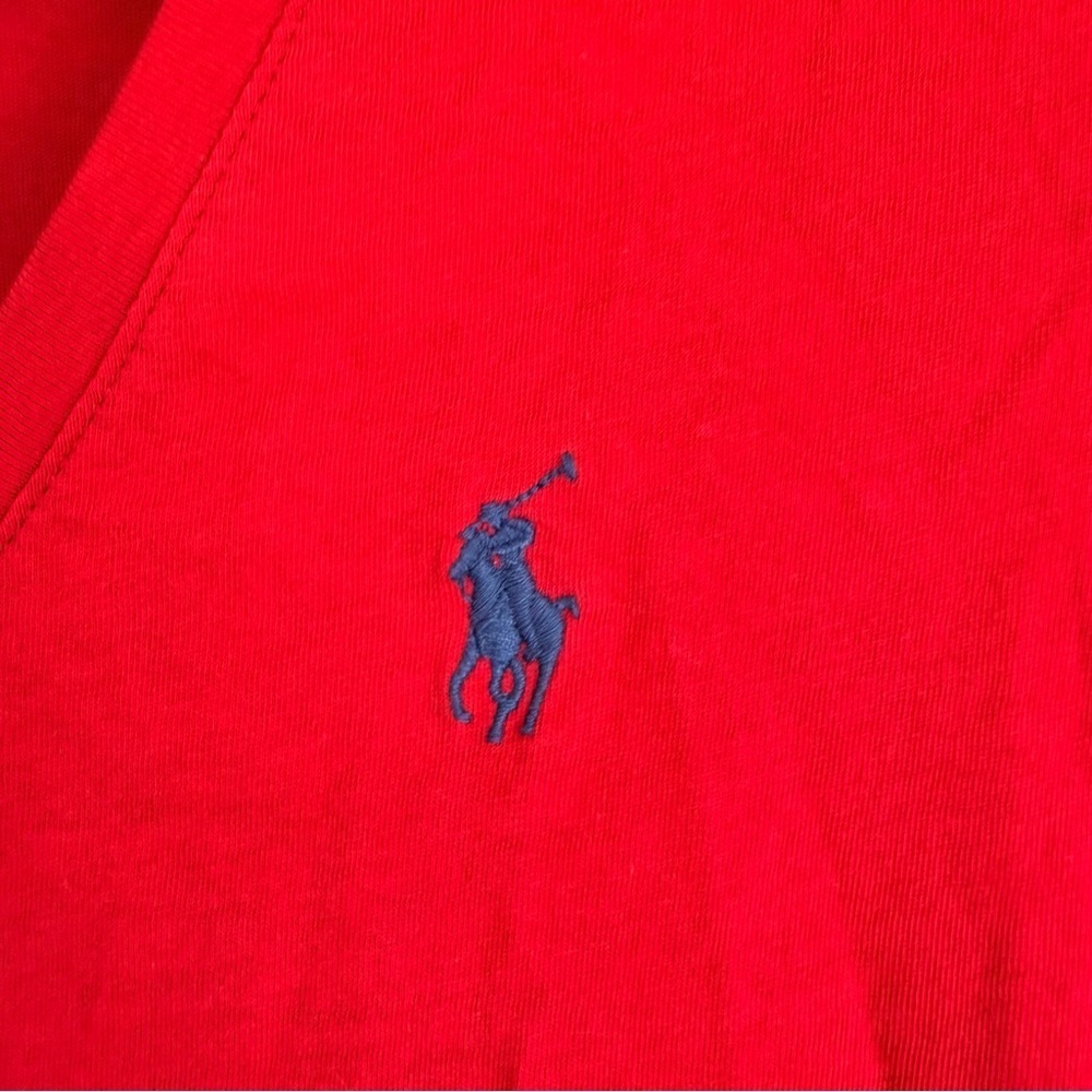 Polo by Ralph Lauren Women's Red V-Neck T-Shirt | S - Picture 3 of 6